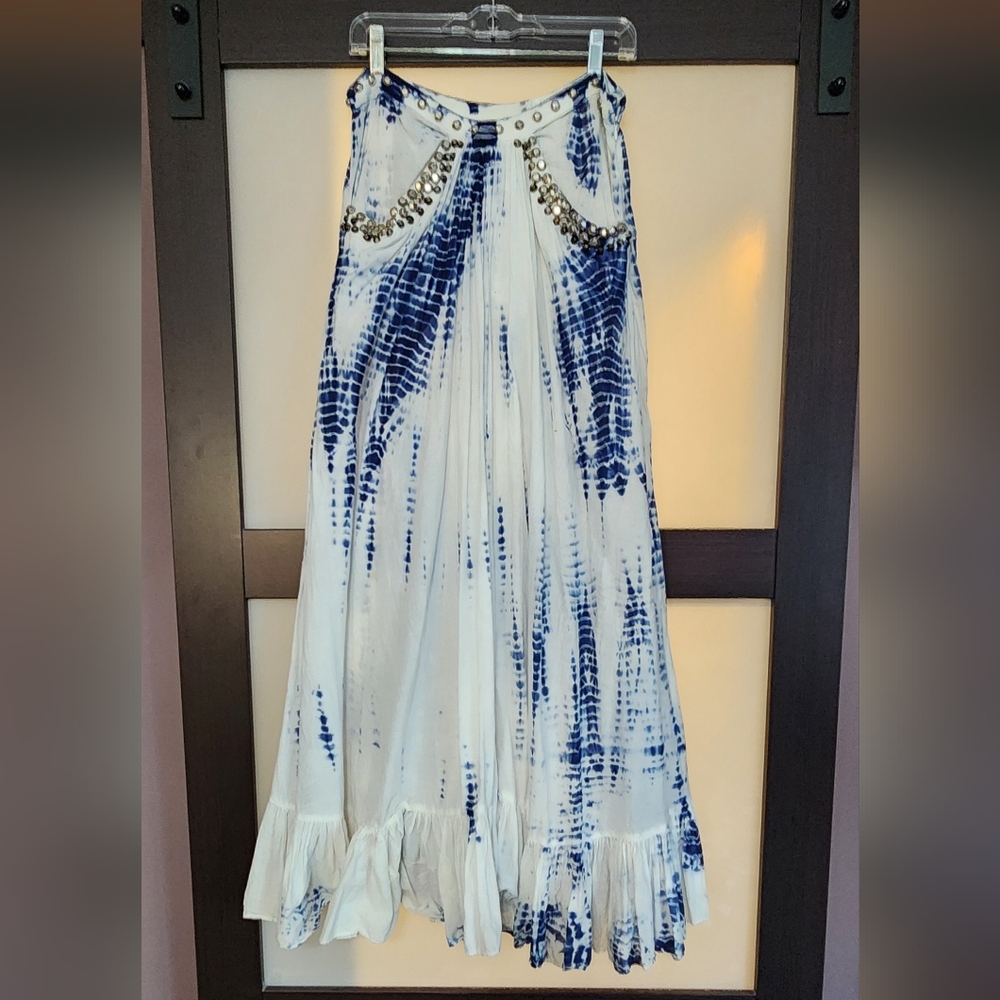 Guess Blue and White Tie-Dye Skirt